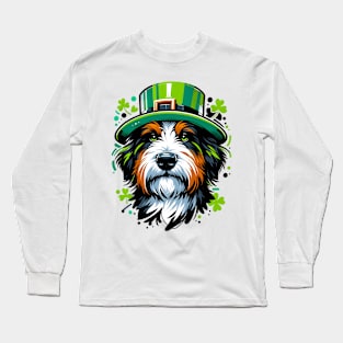 Mini Bernedoodle Celebrates St Patrick's Day Long Sleeve T-Shirt